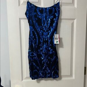 Belk Blue Sequin Mini Dress